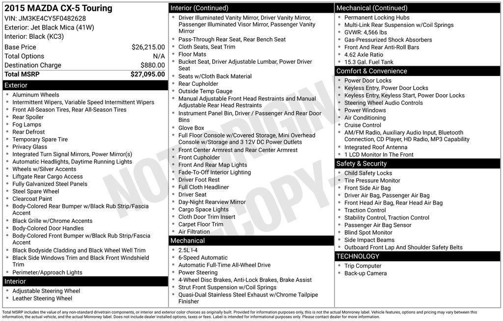 used 2015 Mazda CX-5 car, priced at $14,500