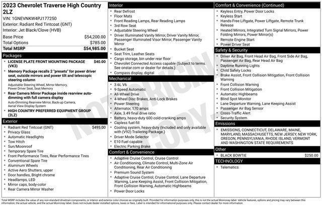used 2023 Chevrolet Traverse car, priced at $33,754