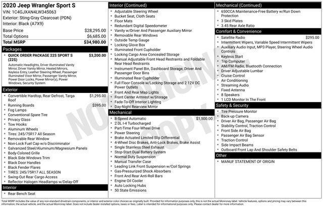 used 2020 Jeep Wrangler car, priced at $24,797