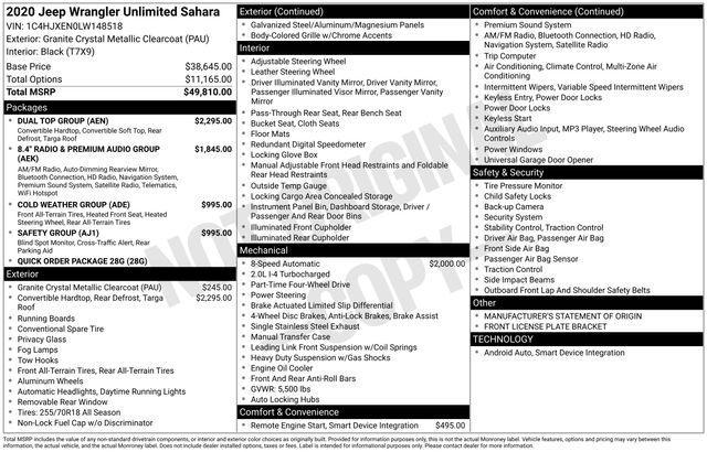 used 2020 Jeep Wrangler Unlimited car, priced at $28,882