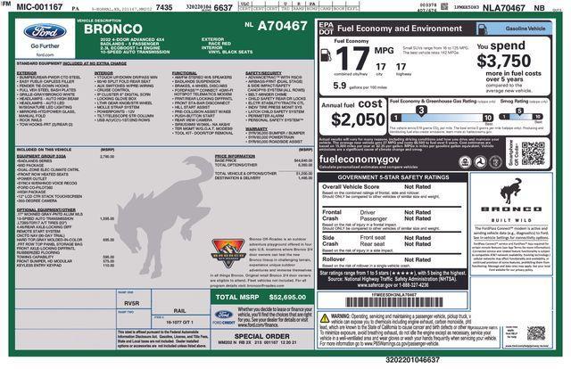 used 2022 Ford Bronco car, priced at $39,758