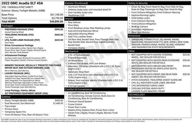 used 2022 GMC Acadia car, priced at $26,885