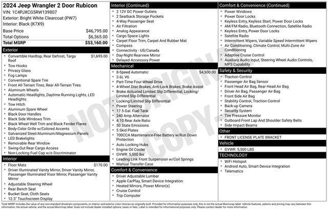 used 2024 Jeep Wrangler car, priced at $42,943