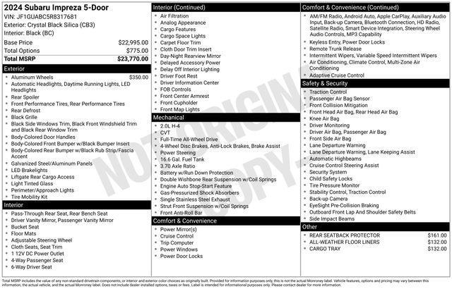 used 2024 Subaru Impreza car, priced at $20,977