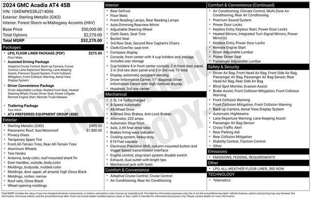 used 2024 GMC Acadia car, priced at $48,792