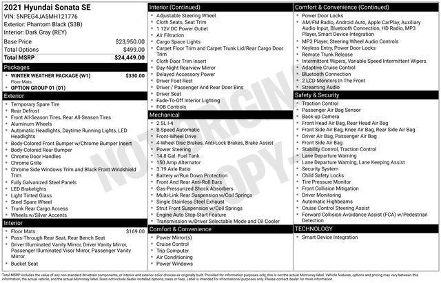 used 2021 Hyundai Sonata car, priced at $14,989