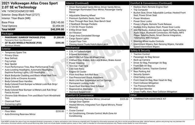 used 2021 Volkswagen Atlas Cross Sport car, priced at $23,883