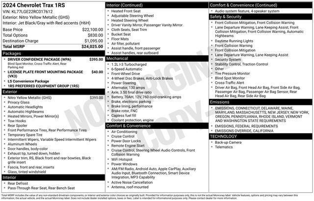 used 2024 Chevrolet Trax car, priced at $19,348