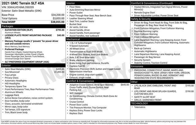 used 2021 GMC Terrain car, priced at $23,558