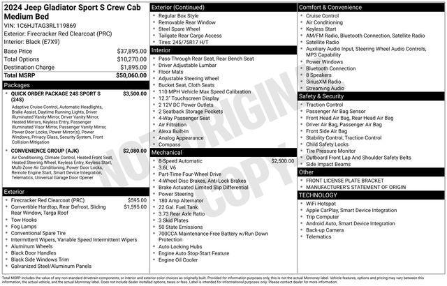 used 2024 Jeep Gladiator car, priced at $35,162