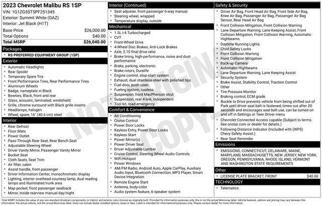 used 2023 Chevrolet Malibu car, priced at $22,968