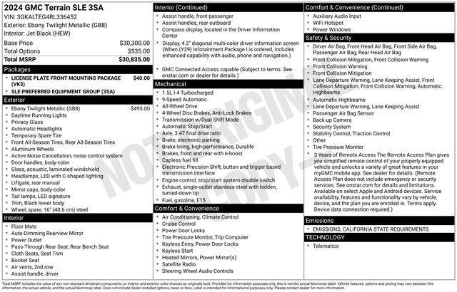 used 2024 GMC Terrain car, priced at $23,918