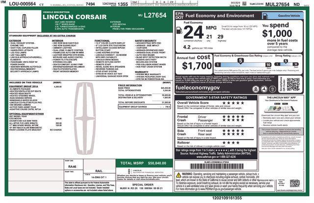 used 2021 Lincoln Corsair car, priced at $32,878