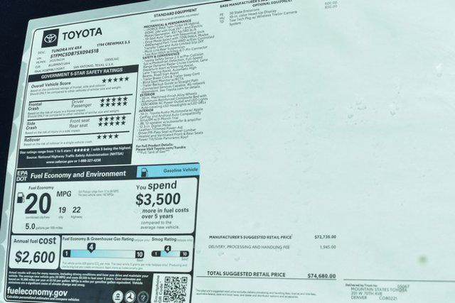 new 2025 Toyota Tundra Hybrid car, priced at $72,681