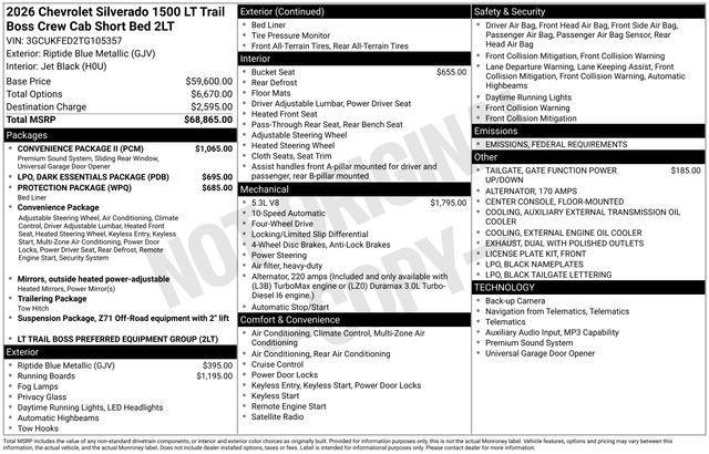 new 2026 Chevrolet Silverado 1500 car, priced at $60,544