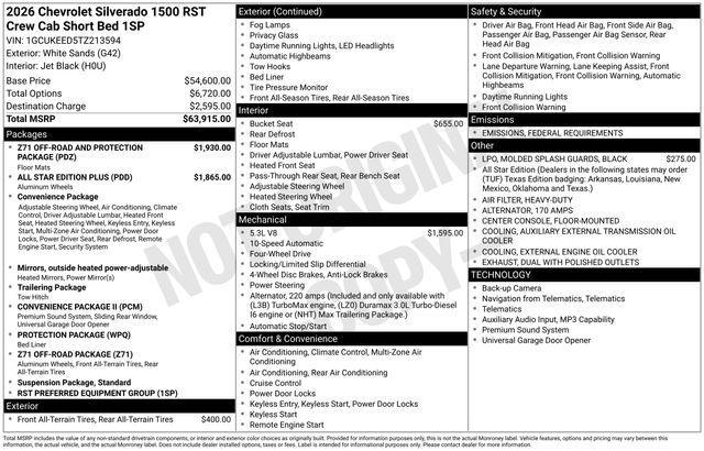 new 2026 Chevrolet Silverado 1500 car, priced at $54,428