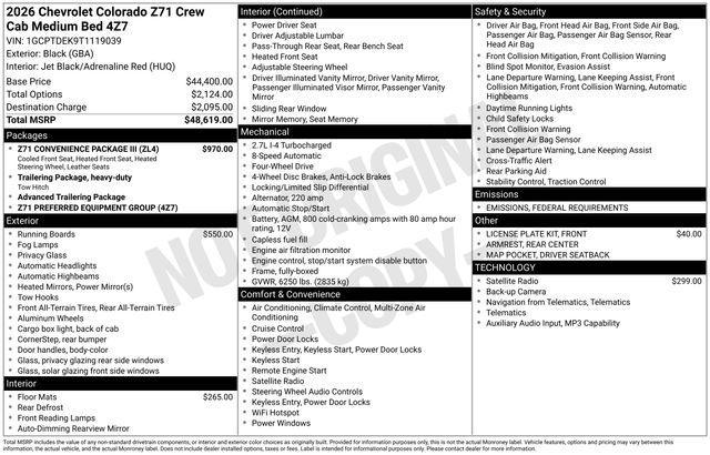 new 2026 Chevrolet Colorado car, priced at $43,814