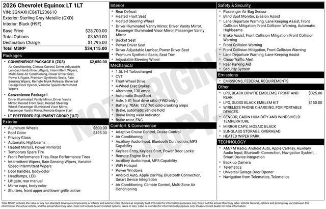 new 2026 Chevrolet Equinox car, priced at $30,545