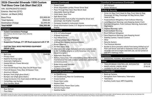 new 2026 Chevrolet Silverado 1500 car, priced at $48,405