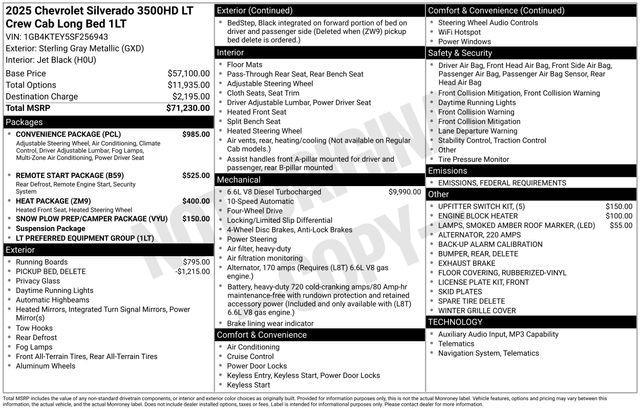 new 2025 Chevrolet Silverado 3500 car, priced at $79,345