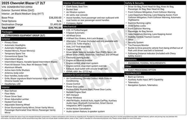 new 2025 Chevrolet Blazer car, priced at $32,995