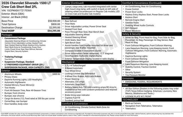 new 2026 Chevrolet Silverado 1500 car, priced at $48,744