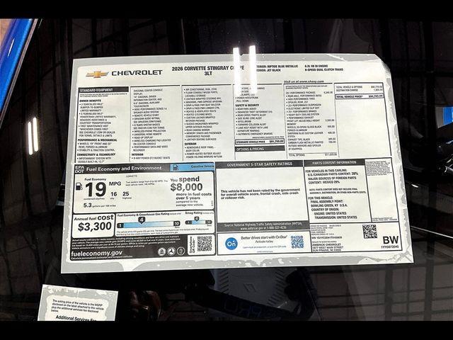 new 2026 Chevrolet Corvette car, priced at $92,499