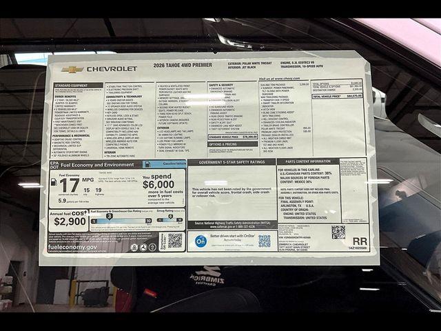 new 2026 Chevrolet Tahoe car, priced at $80,769