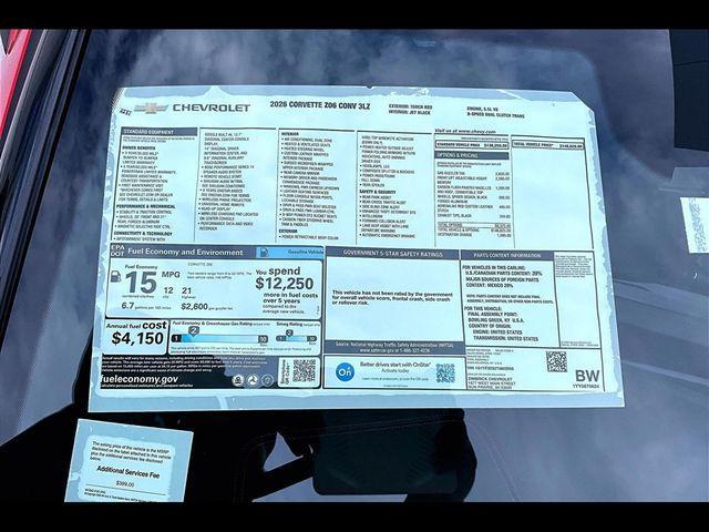 new 2026 Chevrolet Corvette car, priced at $147,495