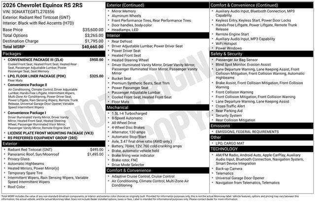 new 2026 Chevrolet Equinox car, priced at $36,594