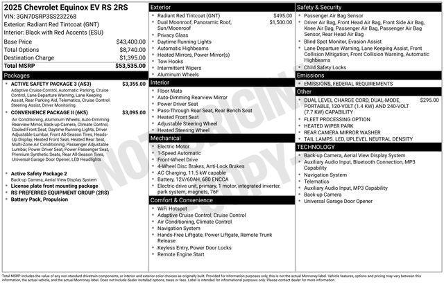 new 2025 Chevrolet Equinox EV car, priced at $46,870