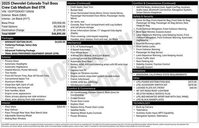 new 2025 Chevrolet Colorado car, priced at $41,495