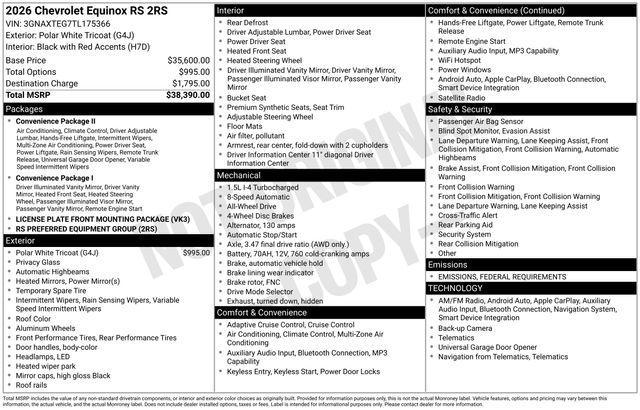 new 2026 Chevrolet Equinox car, priced at $34,651