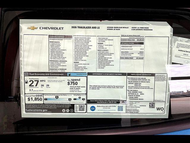new 2026 Chevrolet TrailBlazer car, priced at $25,747