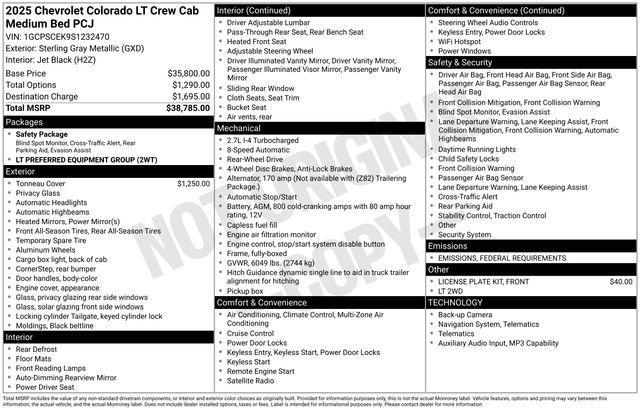 new 2025 Chevrolet Colorado car, priced at $33,495