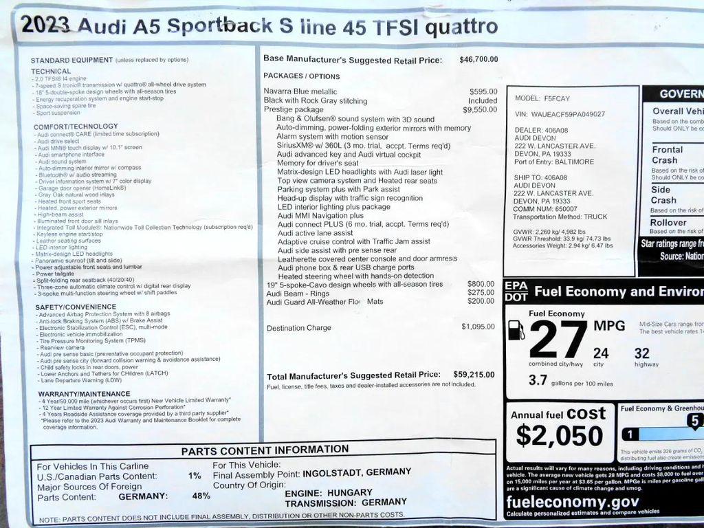 used 2023 Audi A5 Sportback car, priced at $41,795