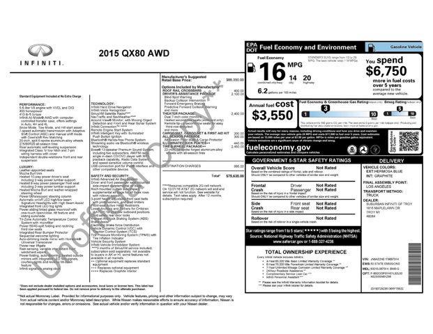 used 2015 INFINITI QX80 car, priced at $12,600