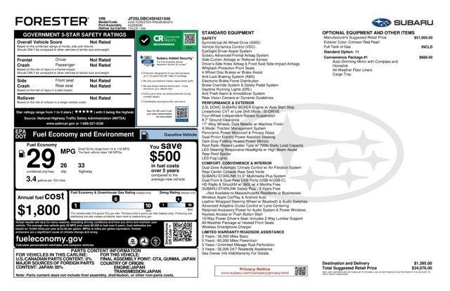 used 2025 Subaru Forester car, priced at $31,974