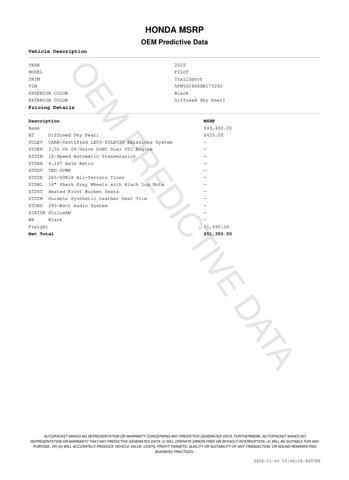 new 2025 Honda Pilot car, priced at $49,550