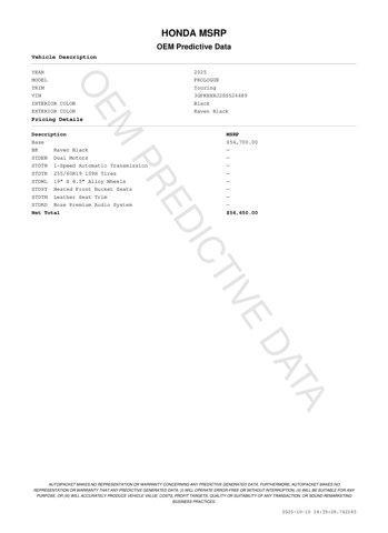 new 2025 Honda Prologue car, priced at $50,105