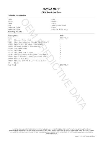 used 2022 Honda Odyssey car, priced at $38,974