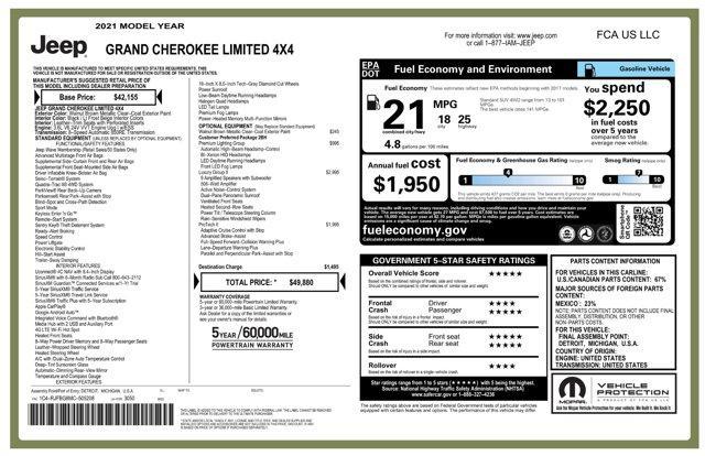 used 2021 Jeep Grand Cherokee car, priced at $22,974