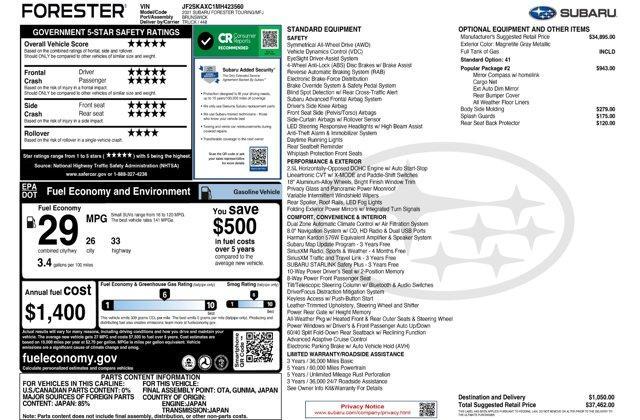 used 2021 Subaru Forester car, priced at $27,674