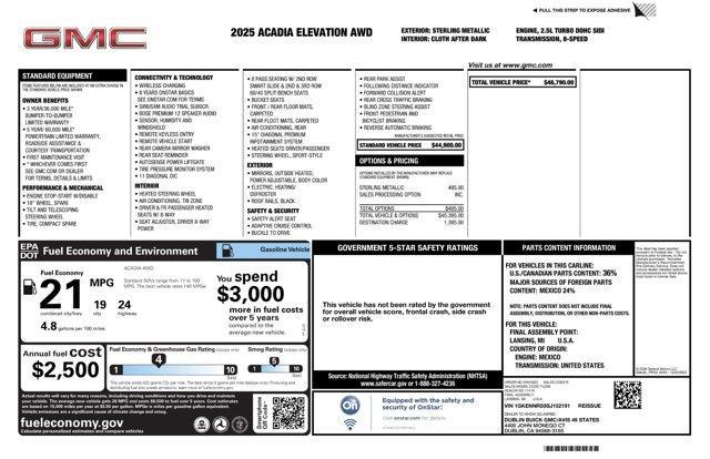 used 2025 GMC Acadia car, priced at $37,974