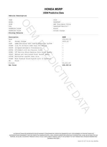 used 2026 Honda Passport car, priced at $53,874