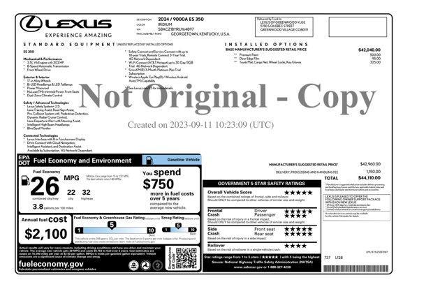 used 2024 Lexus ES 350 car, priced at $43,874