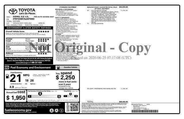used 2020 Toyota Sienna car, priced at $32,674