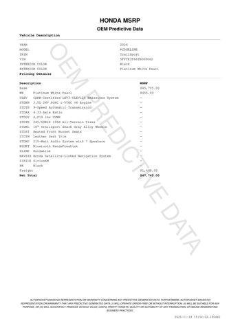 new 2026 Honda Ridgeline car, priced at $44,945