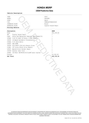 used 2023 Honda Odyssey car, priced at $36,874