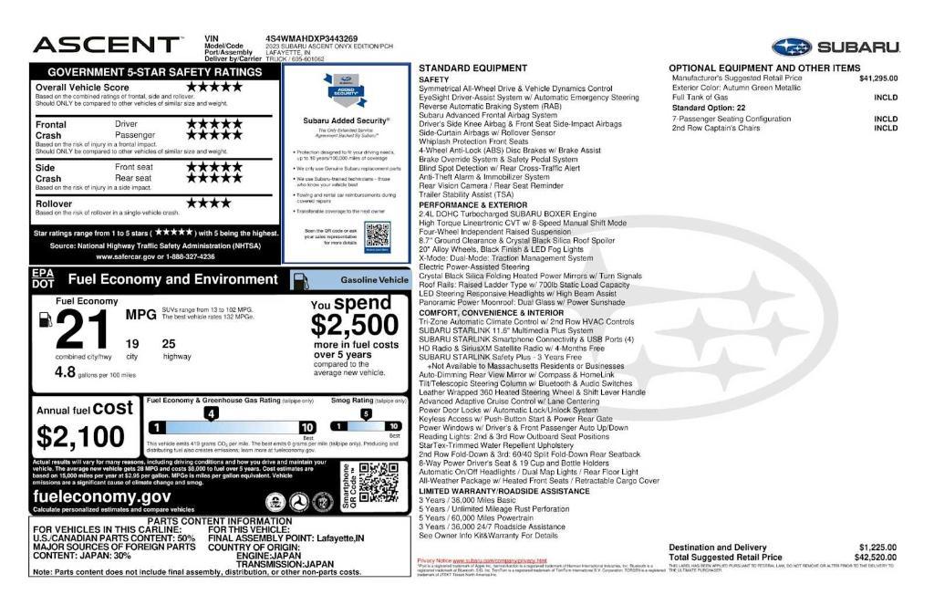 used 2023 Subaru Ascent car, priced at $34,974